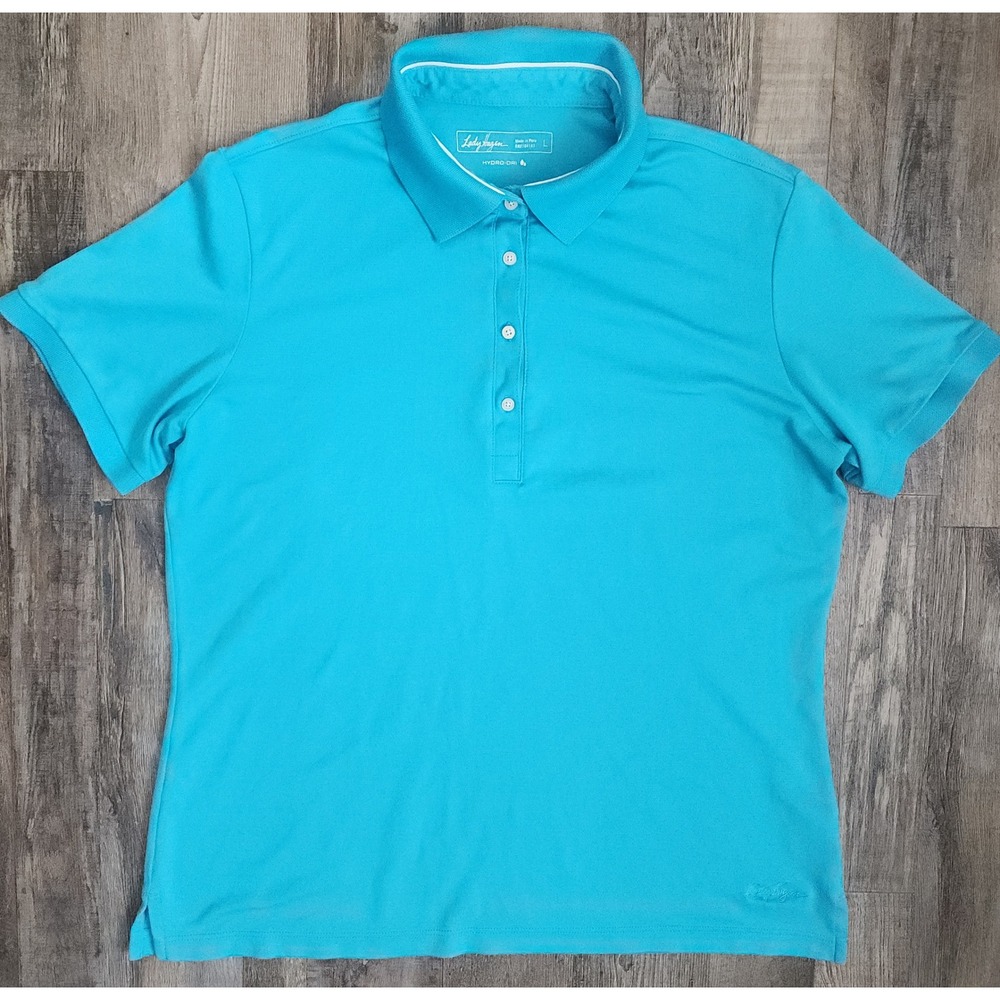Lady Hagen Polo Shirt Womens Large Blue Hydro-Dri Short Sleeve Golf Top